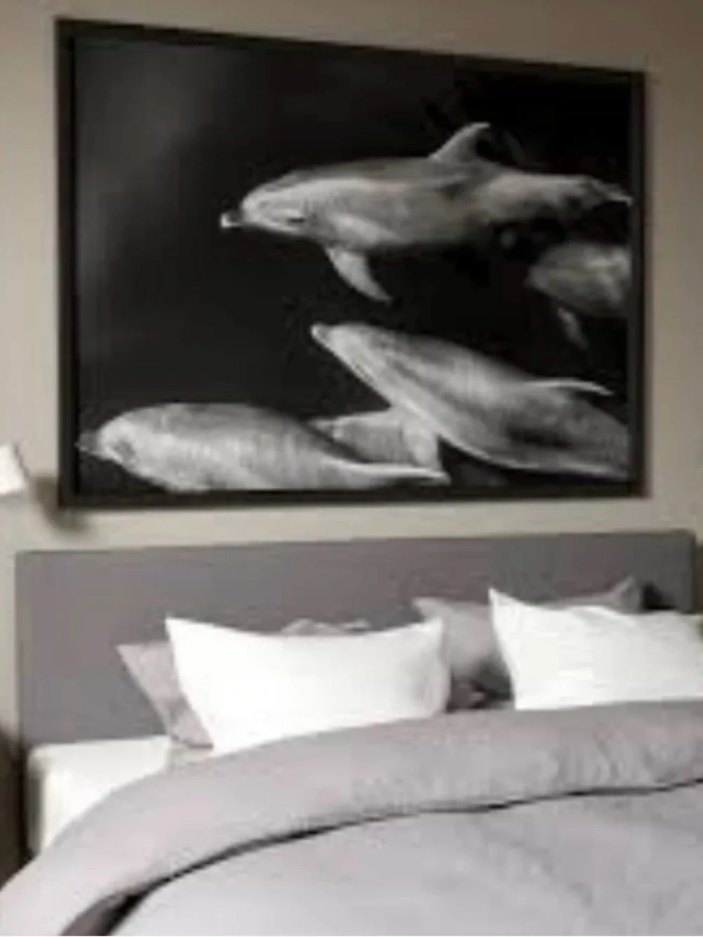 IKEA BJORKSTA | Large Black & White Dolphin Canvas Wall Art | 140 x 100 cm.
